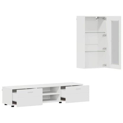 Set mobile TV con cassetto FLORIN Bianco Legno multistrato