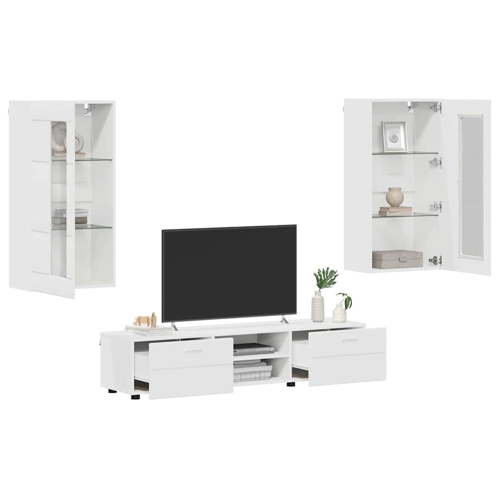 Set mobile TV con cassetto FLORIN Bianco Legno multistrato