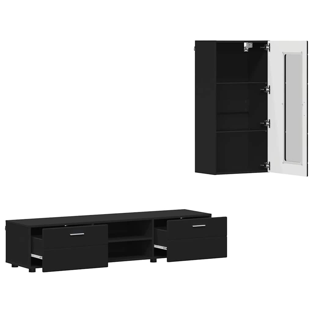 Set mobile TV con cassetto FLORIN Nero Legno multistrato