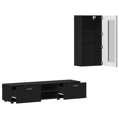 Set mobile TV con cassetto FLORIN Nero Legno multistrato