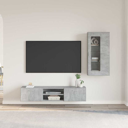 Set mobile TV con porta FLORIN Grigio cemento Legno multistrato