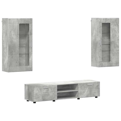 Set mobile TV con porta FLORIN Grigio cemento Legno multistrato