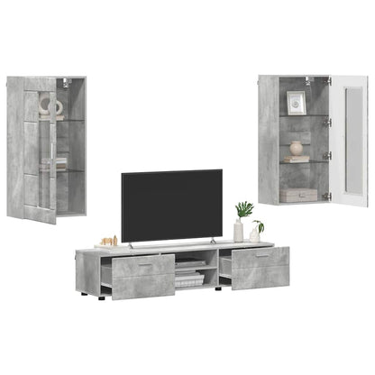 Set mobile TV con porta FLORIN Grigio cemento Legno multistrato