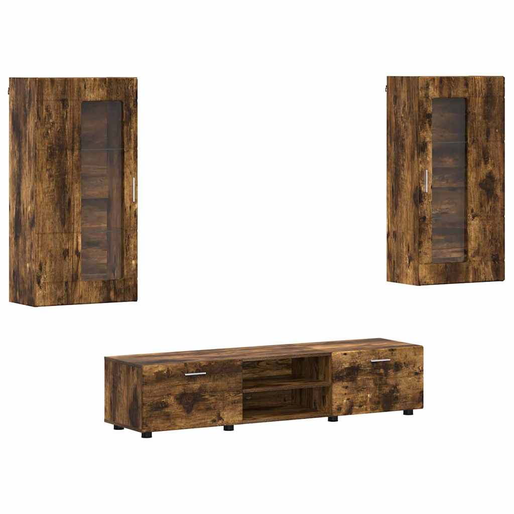 Set mobile TV con cassetto FLORIN Rovere fumÃ© Legno multistrato