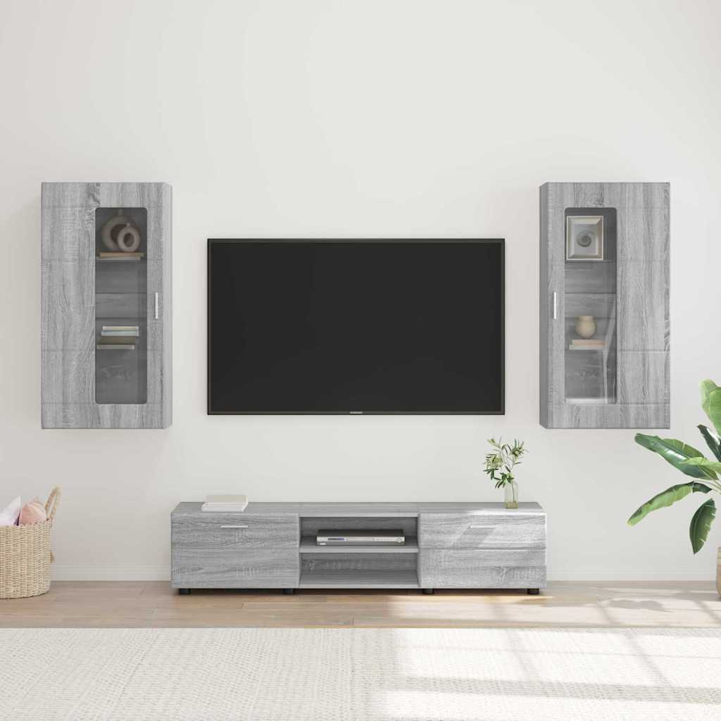 Set mobile TV con porta FLORIN Grigio Sonoma Legno multistrato