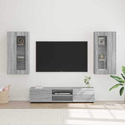 Set mobile TV con porta FLORIN Grigio Sonoma Legno multistrato