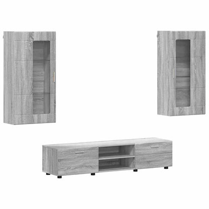 Set mobile TV con porta FLORIN Grigio Sonoma Legno multistrato