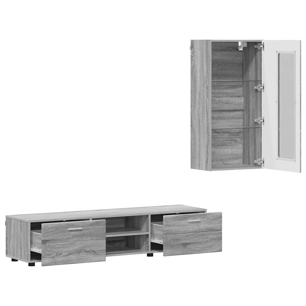 Set mobile TV con porta FLORIN Grigio Sonoma Legno multistrato