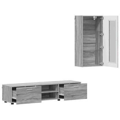 Set mobile TV con porta FLORIN Grigio Sonoma Legno multistrato
