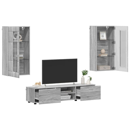 Set mobile TV con porta FLORIN Grigio Sonoma Legno multistrato