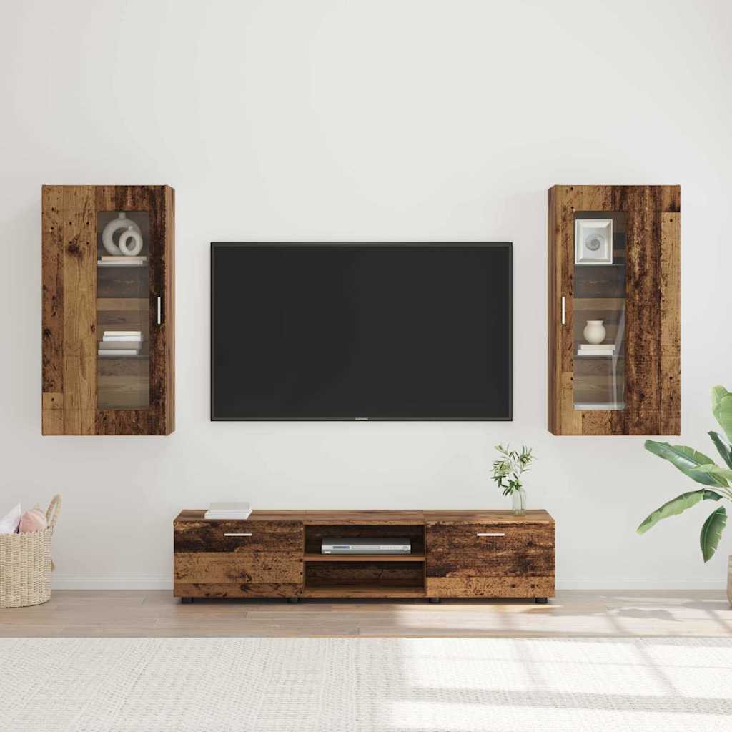 Set mobile TV con porta FLORIN Legno vecchio Legno multistrato