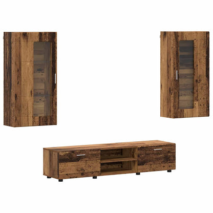 Set mobile TV con porta FLORIN Legno vecchio Legno multistrato