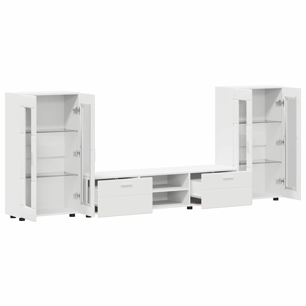 Set mobile TV con cassetto FLORIN Bianco Legno multistrato