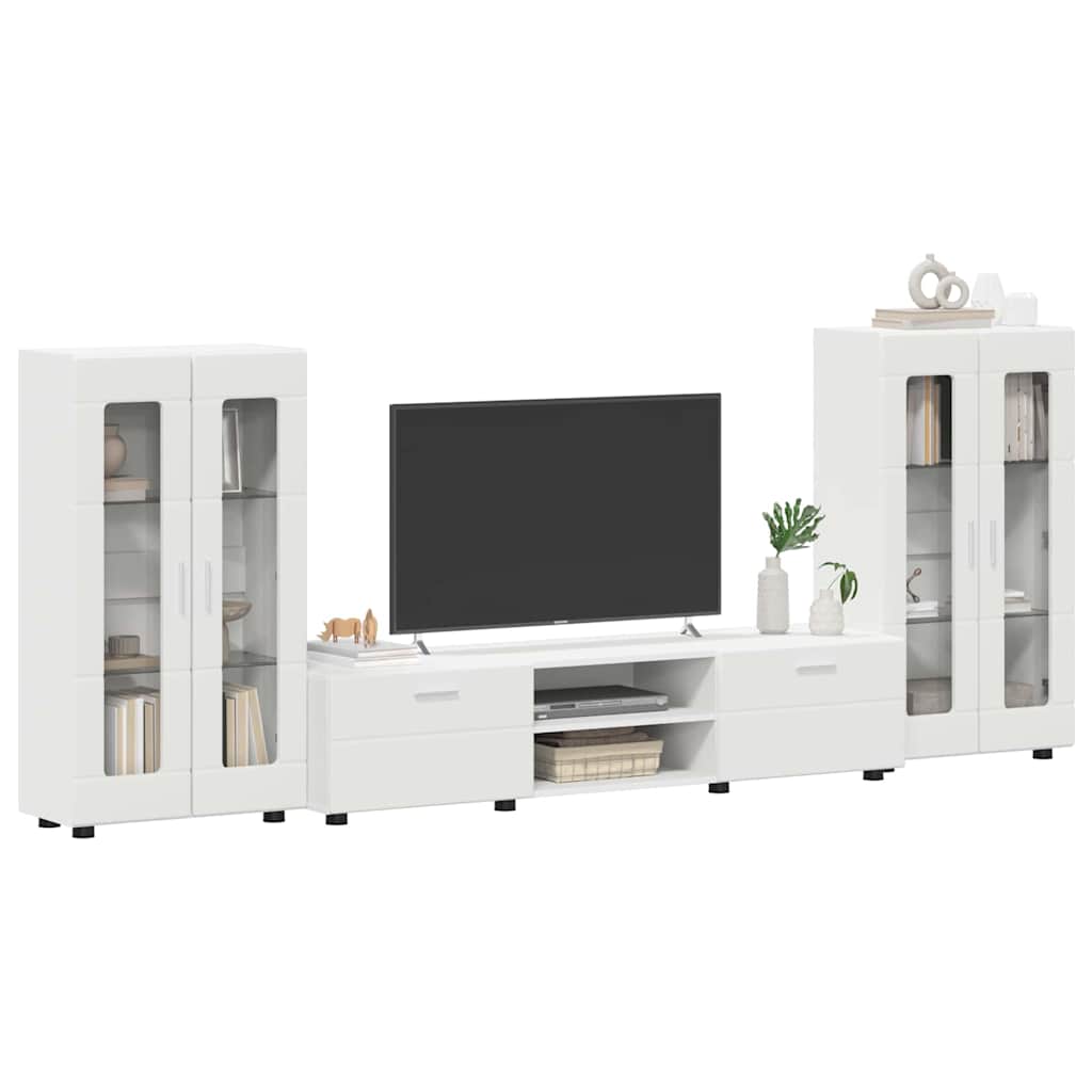 Set mobile TV con cassetto FLORIN Bianco Legno multistrato
