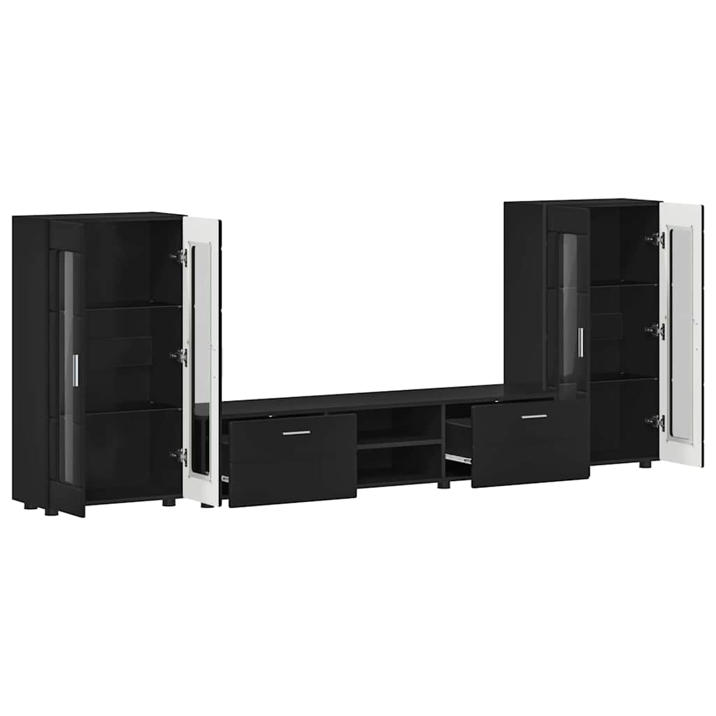 Set mobile TV con cassetto FLORIN Nero Legno multistrato