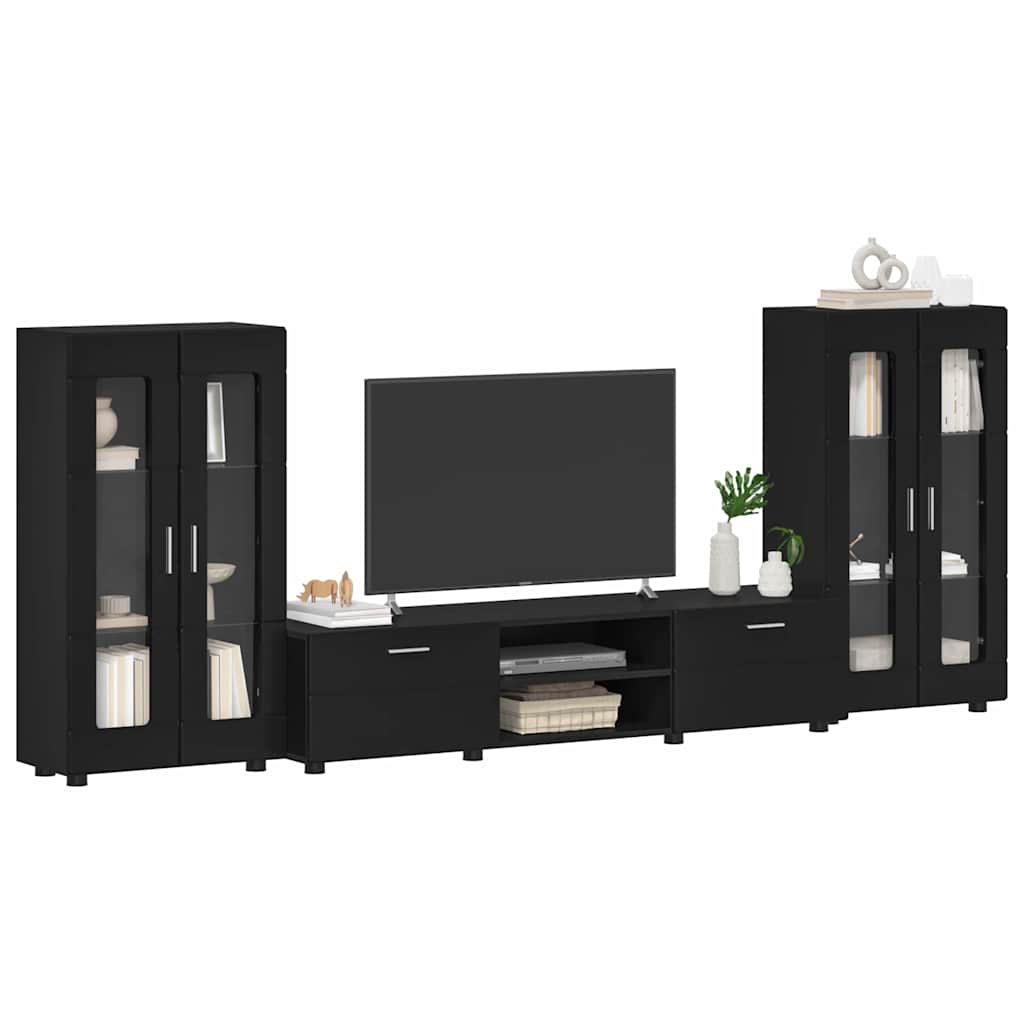 Set mobile TV con cassetto FLORIN Nero Legno multistrato
