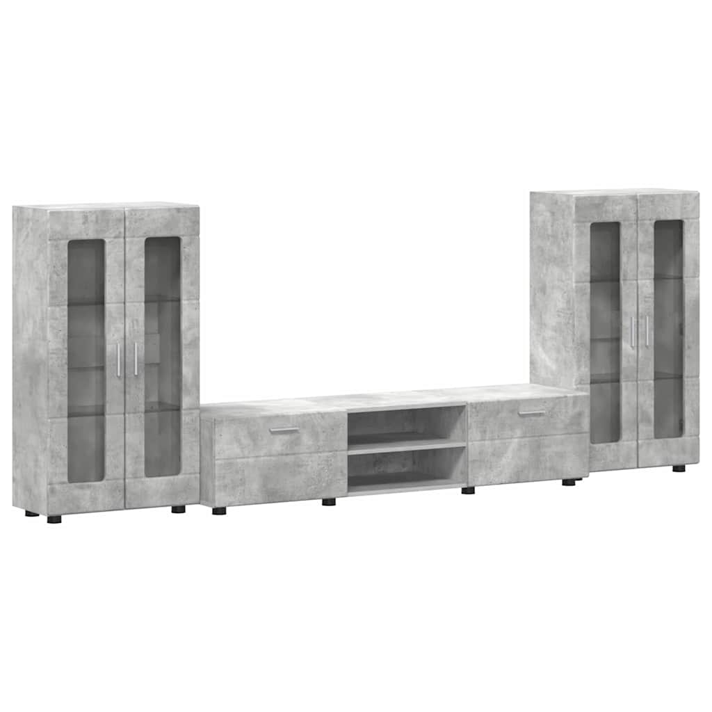 Set mobile TV con porta FLORIN Grigio cemento Legno multistrato