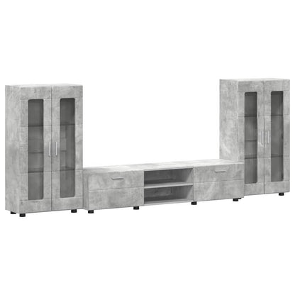 Set mobile TV con porta FLORIN Grigio cemento Legno multistrato
