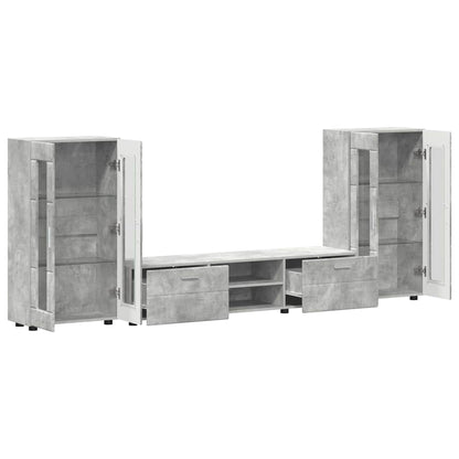 Set mobile TV con porta FLORIN Grigio cemento Legno multistrato