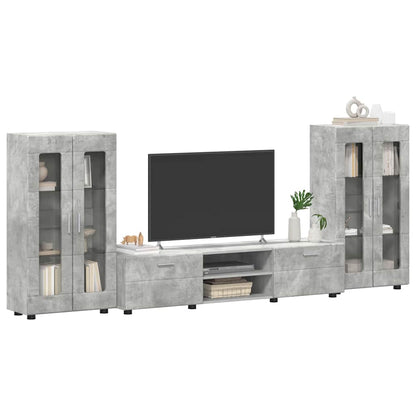 Set mobile TV con porta FLORIN Grigio cemento Legno multistrato