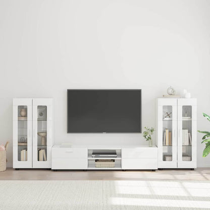Set mobile TV con porta FLORIN Bianco Lucido Legno multistrato