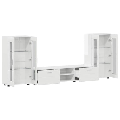 Set mobile TV con porta FLORIN Bianco Lucido Legno multistrato