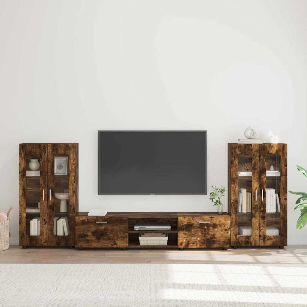 Set mobile TV con cassetto FLORIN Rovere fumÃ© Legno multistrato