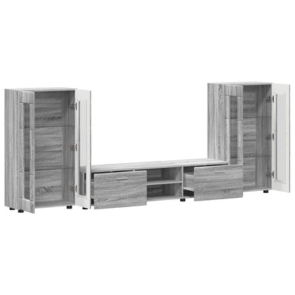 Set mobile TV con porta FLORIN Grigio Sonoma Legno multistrato