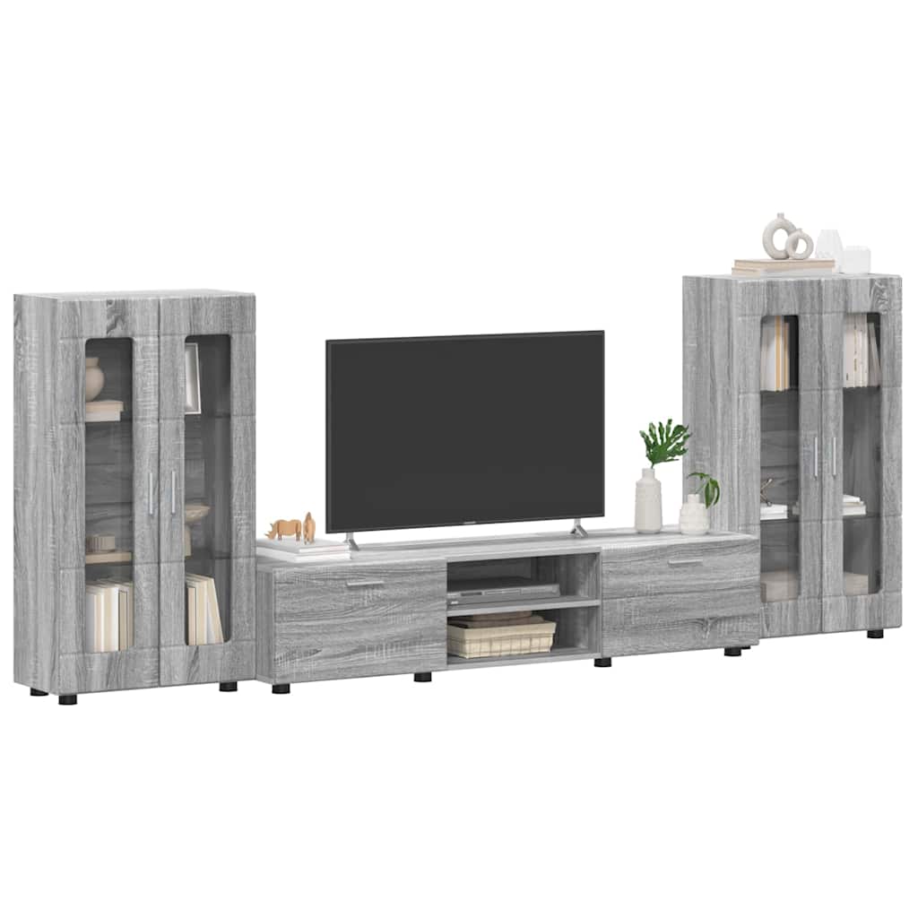 Set mobile TV con porta FLORIN Grigio Sonoma Legno multistrato