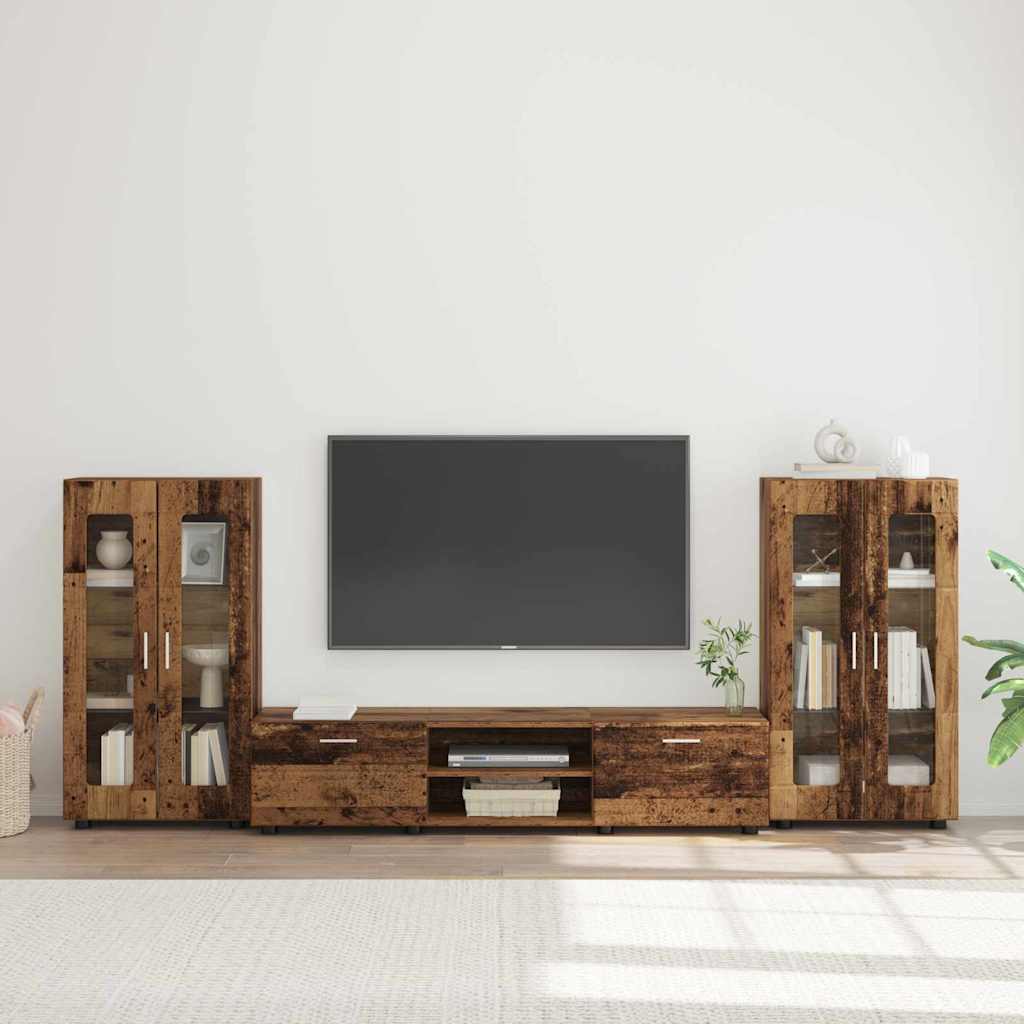 Set mobile TV con porta FLORIN Legno vecchio Legno multistrato