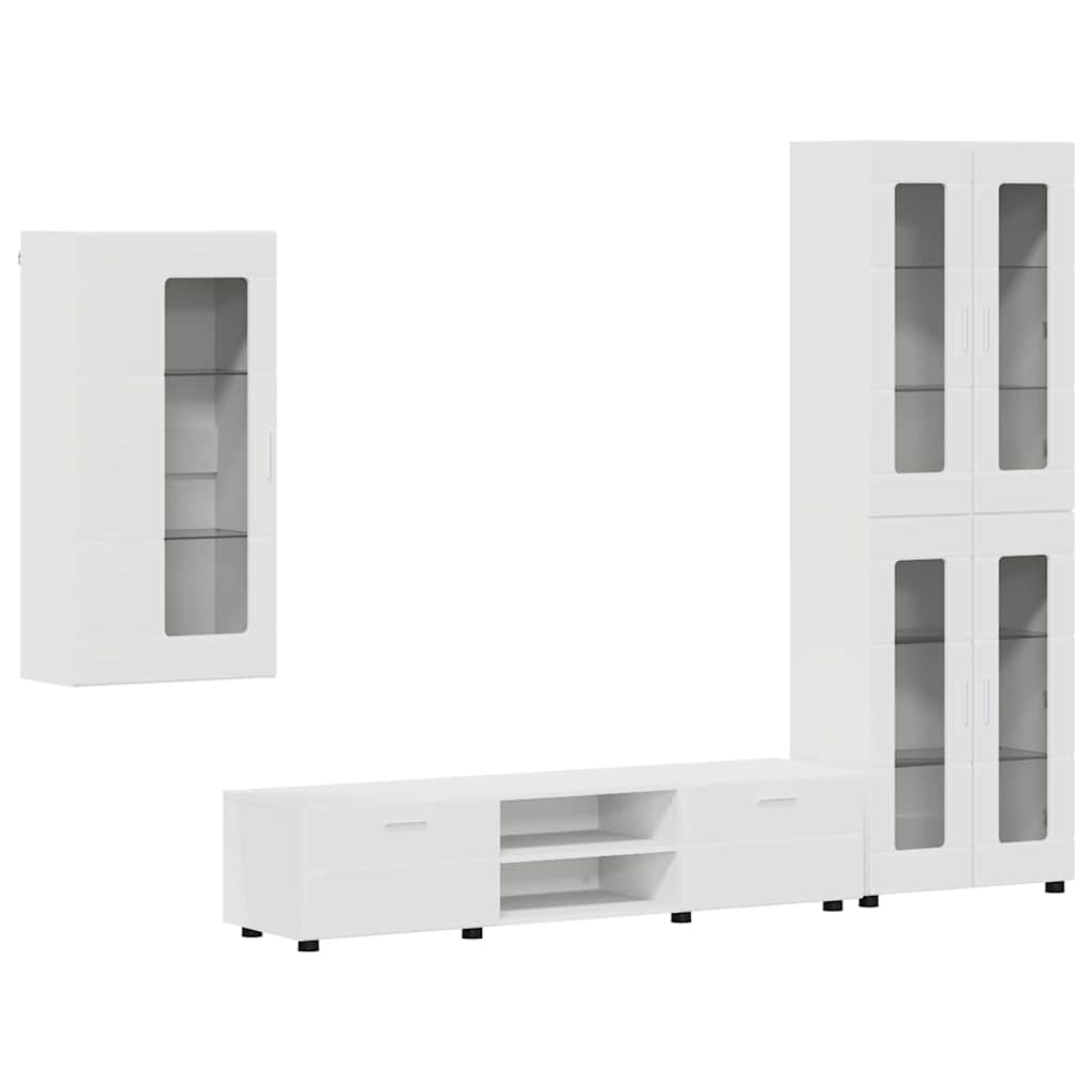 Set mobile TV con cassetto FLORIN Bianco Legno multistrato