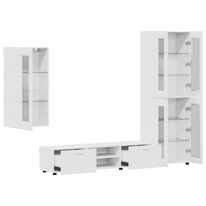 Set mobile TV con cassetto FLORIN Bianco Legno multistrato