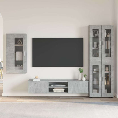 Set mobile TV con porta FLORIN Grigio cemento Legno multistrato