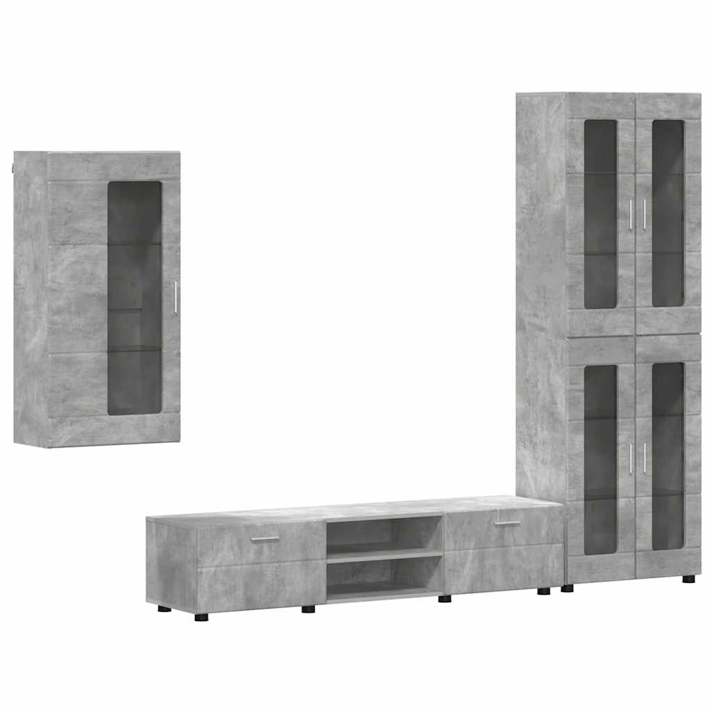 Set mobile TV con porta FLORIN Grigio cemento Legno multistrato