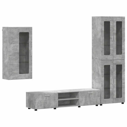 Set mobile TV con porta FLORIN Grigio cemento Legno multistrato
