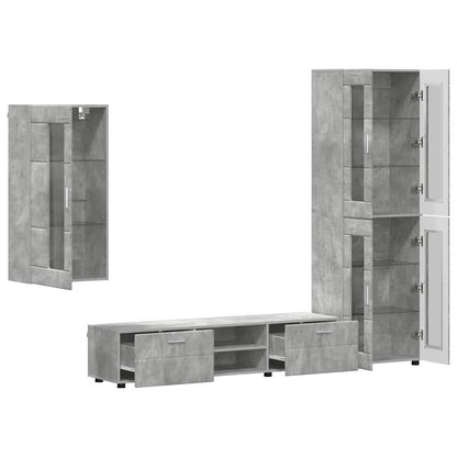 Set mobile TV con porta FLORIN Grigio cemento Legno multistrato