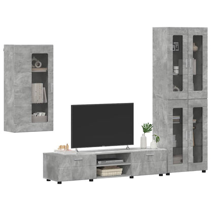 Set mobile TV con porta FLORIN Grigio cemento Legno multistrato