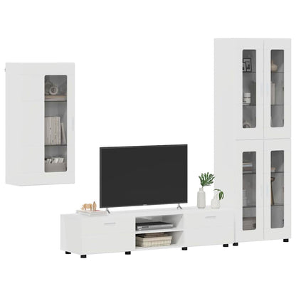 Set mobile TV con porta FLORIN Bianco Lucido Legno multistrato