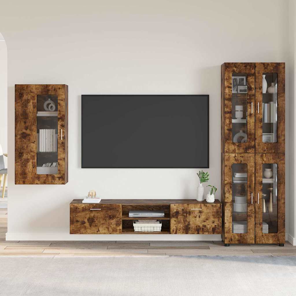 Set mobile TV con cassetto FLORIN Rovere fumÃ© Legno multistrato