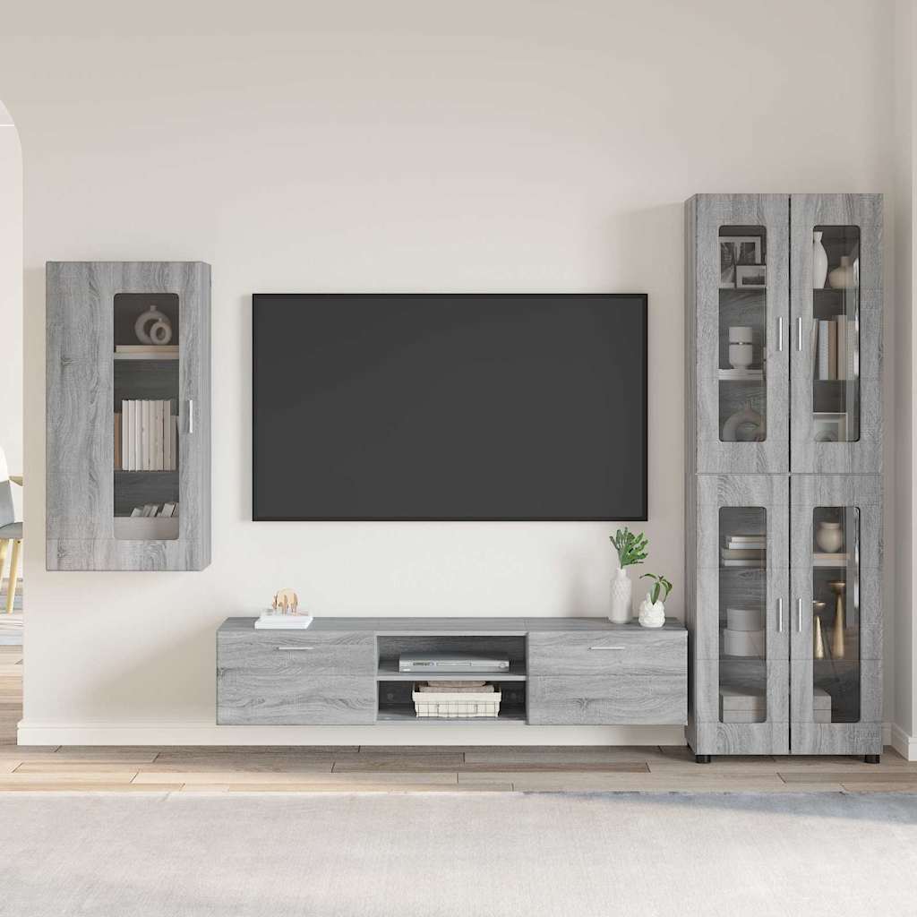 Set mobile TV con porta FLORIN Grigio Sonoma Legno multistrato
