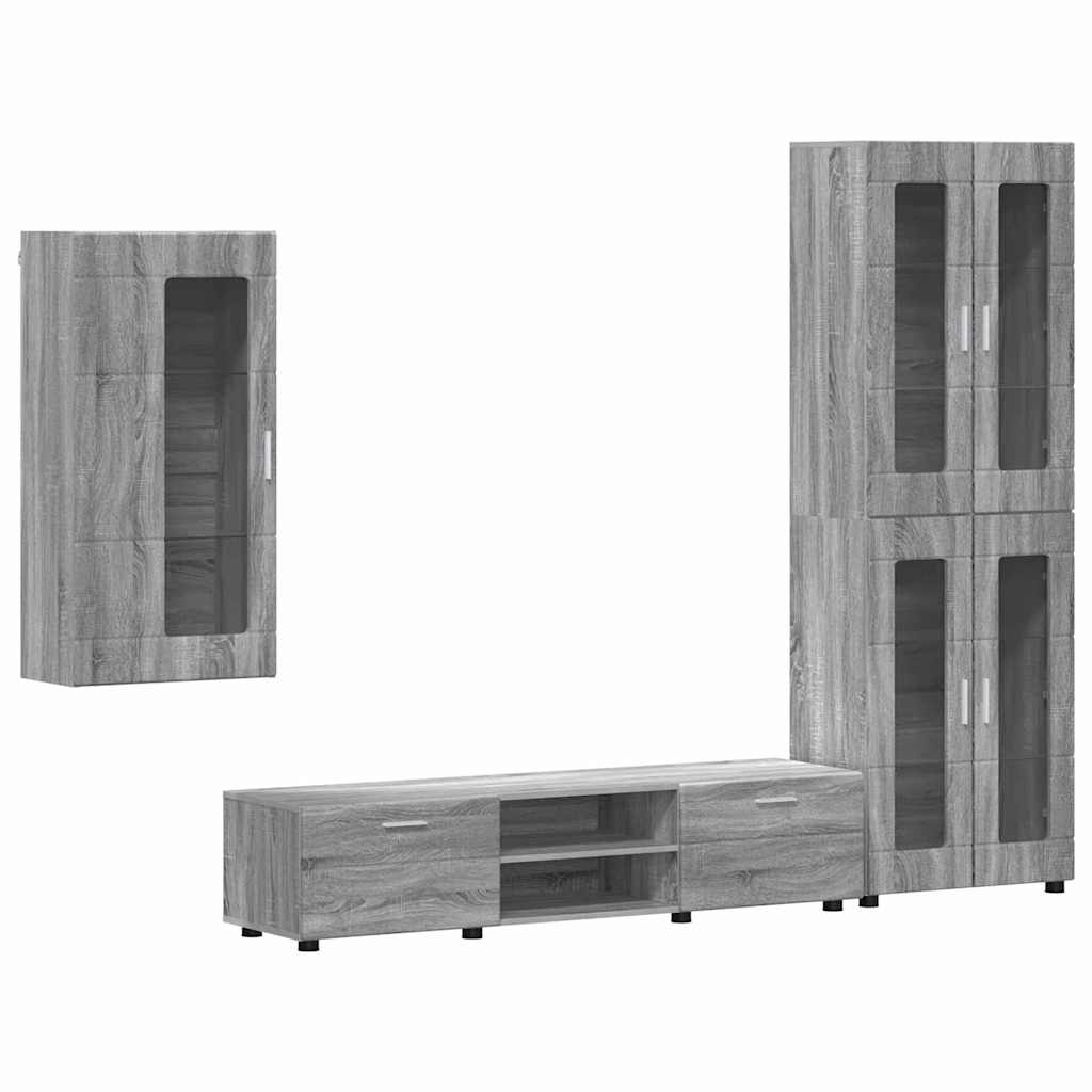 Set mobile TV con porta FLORIN Grigio Sonoma Legno multistrato