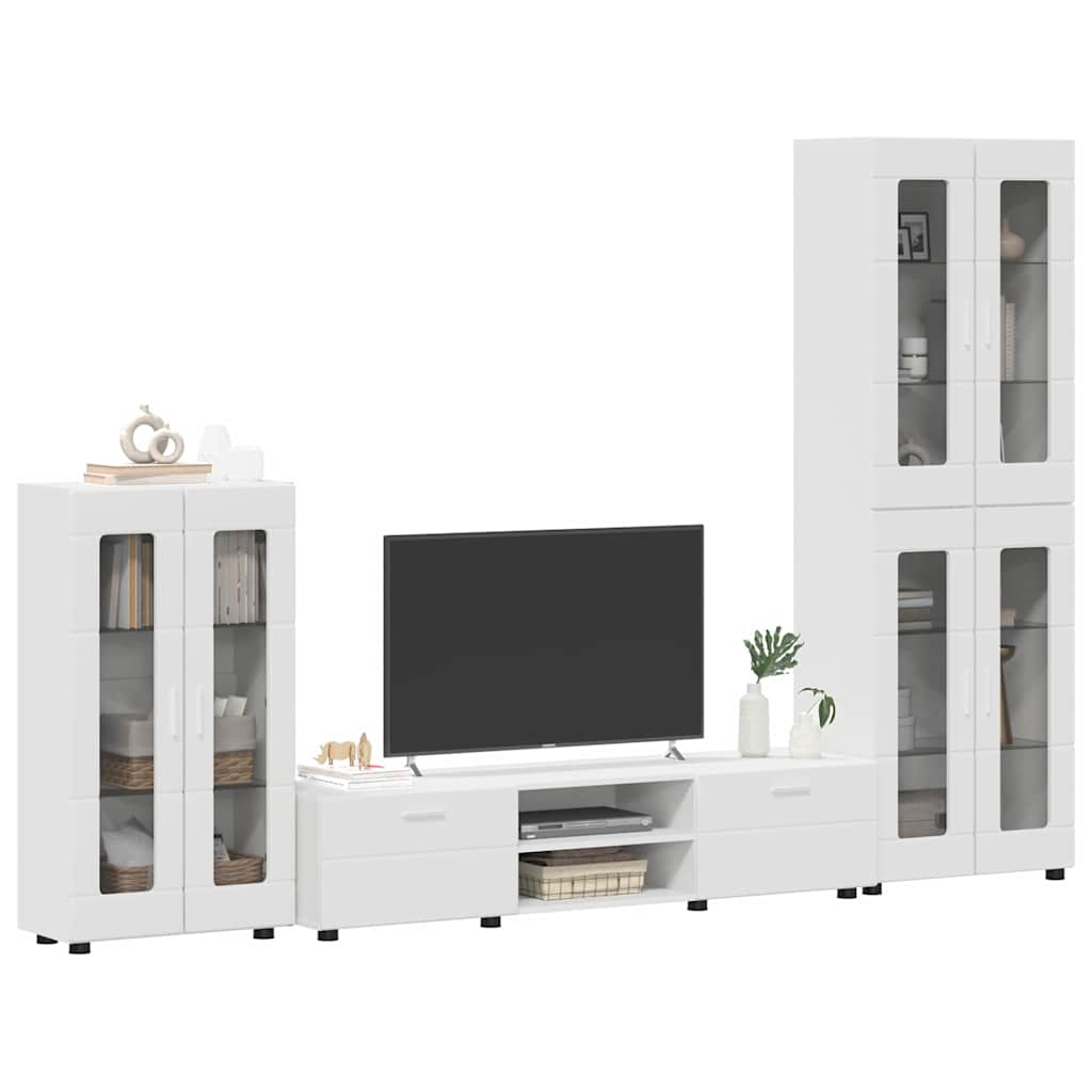 Set mobile TV con cassetto FLORIN Bianco Legno multistrato