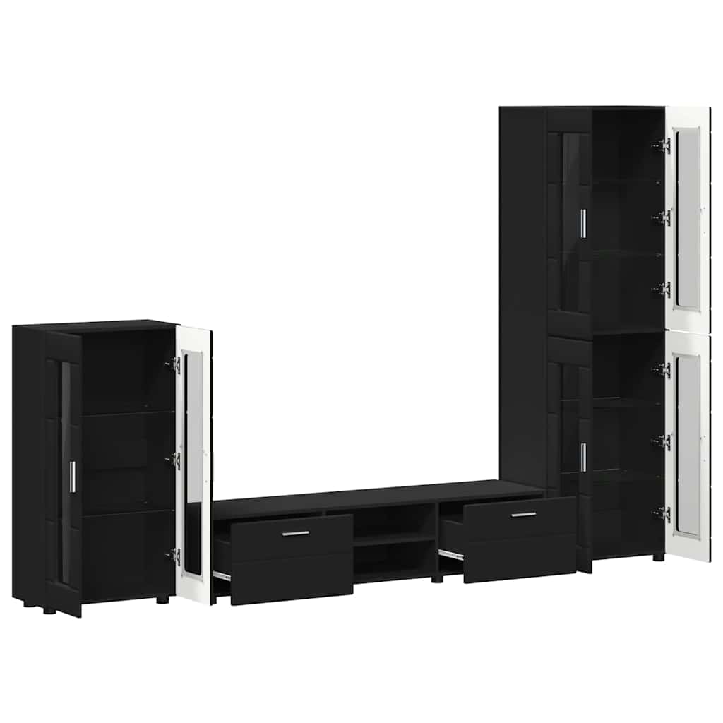 Set mobile TV con cassetto FLORIN Nero Legno multistrato