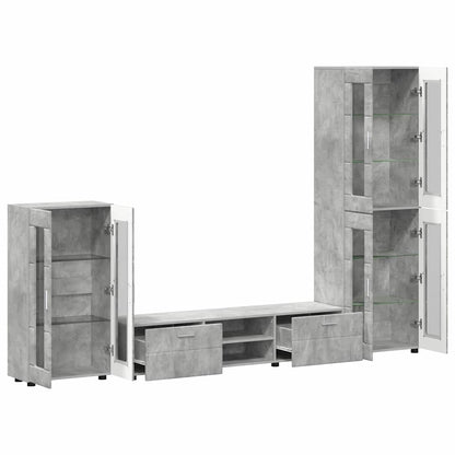 Set mobile TV con porta FLORIN Grigio cemento Legno multistrato