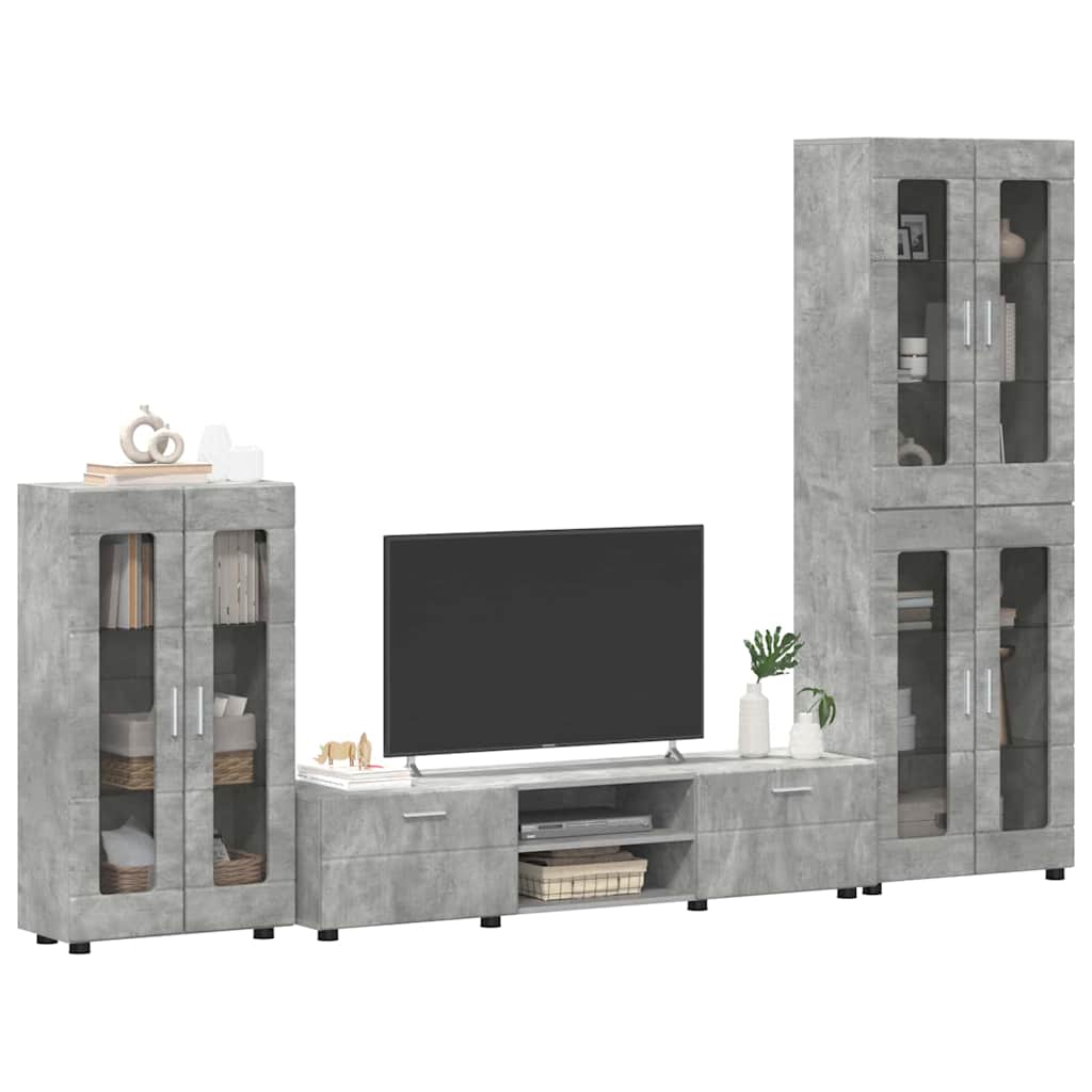 Set mobile TV con porta FLORIN Grigio cemento Legno multistrato