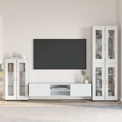 Set mobile TV con porta FLORIN Bianco Lucido Legno multistrato