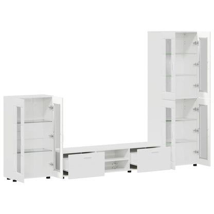 Set mobile TV con porta FLORIN Bianco Lucido Legno multistrato