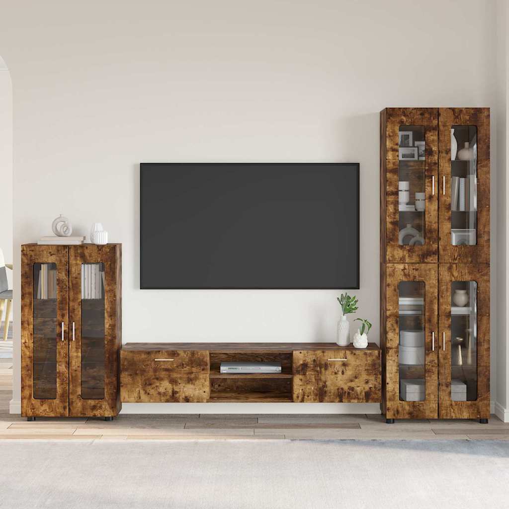 Set mobile TV con cassetto FLORIN Rovere fumÃ© Legno multistrato