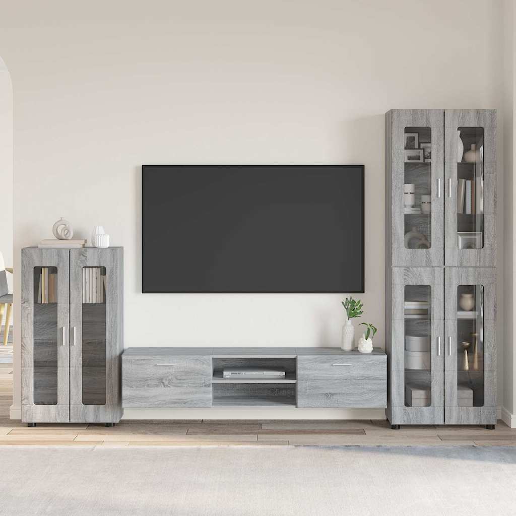 Set mobile TV con porta FLORIN Grigio Sonoma Legno multistrato