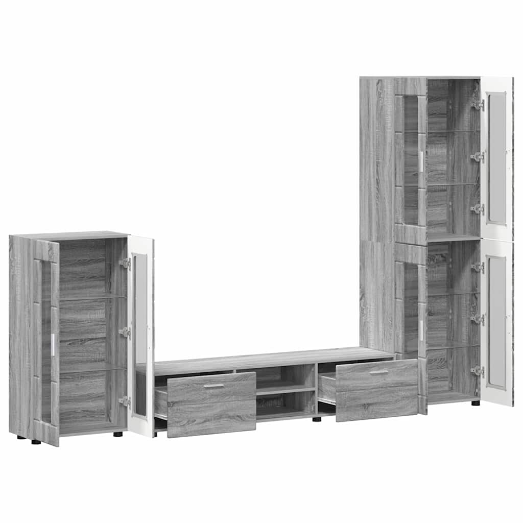 Set mobile TV con porta FLORIN Grigio Sonoma Legno multistrato